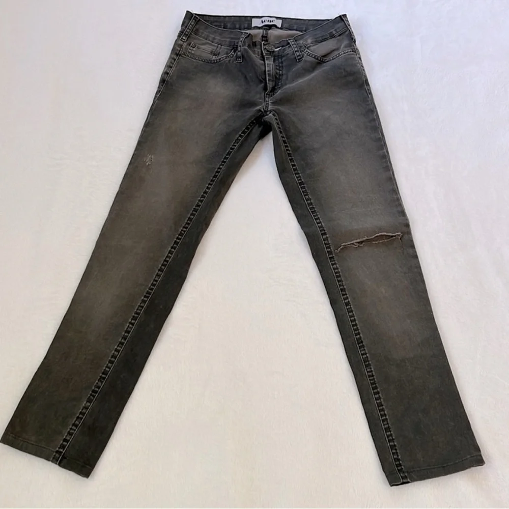 Vintage acne distressed black/gray jeans size 27 grunge preppy fringe - Picture 2 of 6